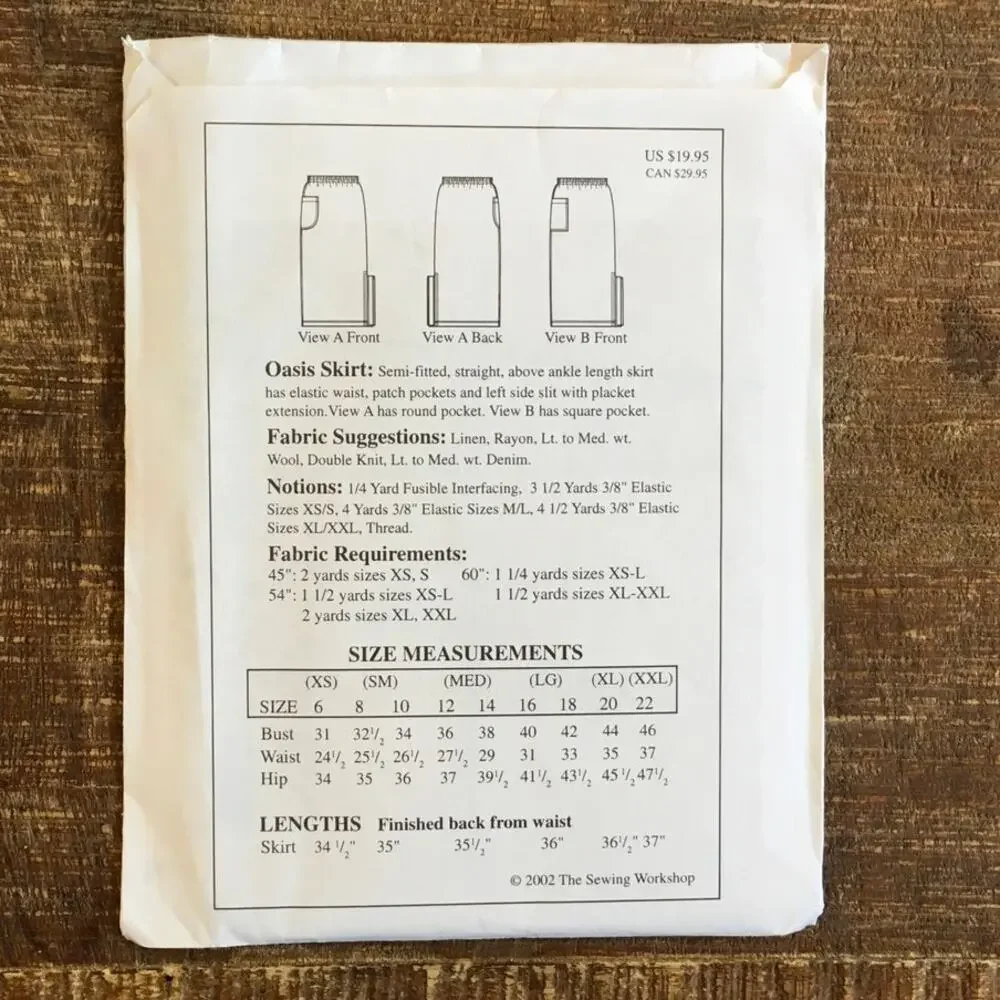 Sewing Workshop Pattern Womens Oasis Skirt Straight Sleek Y2K Modern 6-22 UNCUT